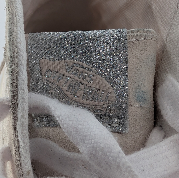 Vans Sk8-Hi Checkerboard High Top Sneakers | Size 9 | Cream White Suede Canvas - Picture 3 of 14